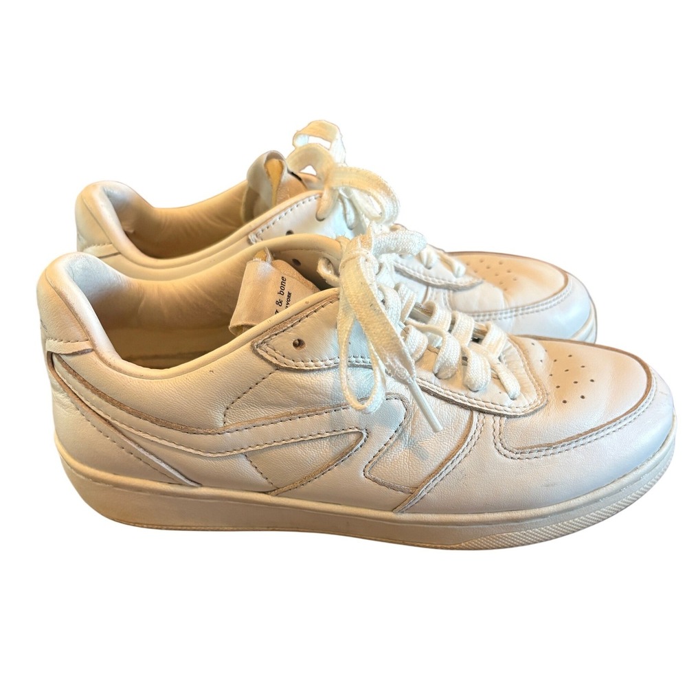 Rag & Bone New York Retro Court Off White Leather Sneakers Womens 6.5